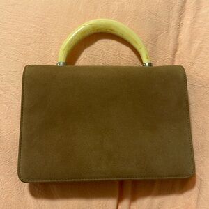1997 Ralph Lauren purple tag light brown suede top handle bag
